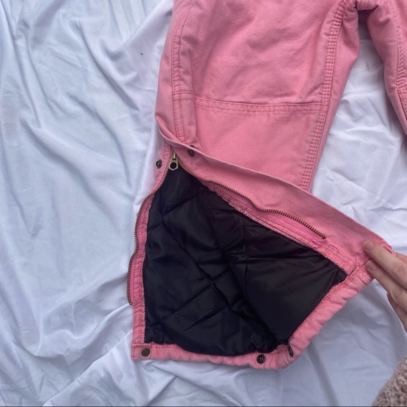 VINTAGE 1990s Schmidt Bubblegum Pink Workwear Overall Bibs Zip-Up Insulated - Picture 6 of 13